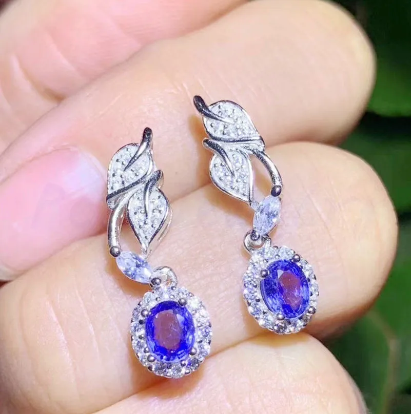 Серьги-капли с натуральным сапфиром,, натуральный настоящий синий сапфир, серебро 925 пробы, 0.55ct* 2 шт, драгоценный камень# SB19011107