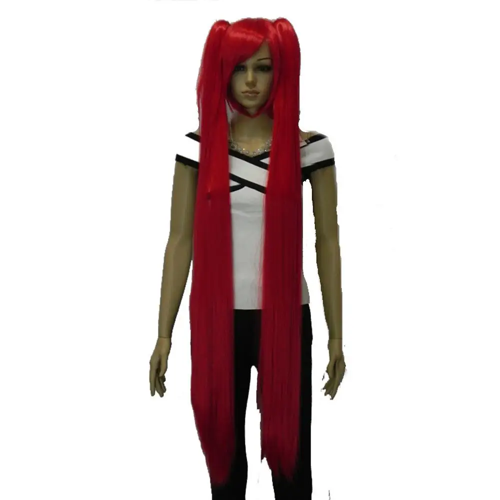 StrongBeauty женский парик для косплея, двойной конский хвост, длинная прямая прическа, 2 зажима, синтетические термостойкие волокна, парики - Цвет: Красный