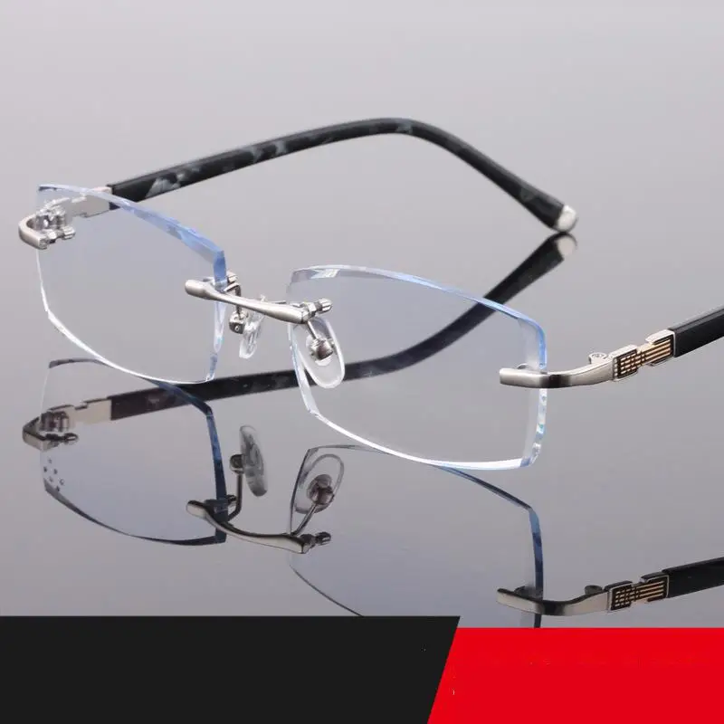 2022 Fashion Titanium Rimless Glasses Frames For Men & Women Antiradiation Diamond Trimming Men
