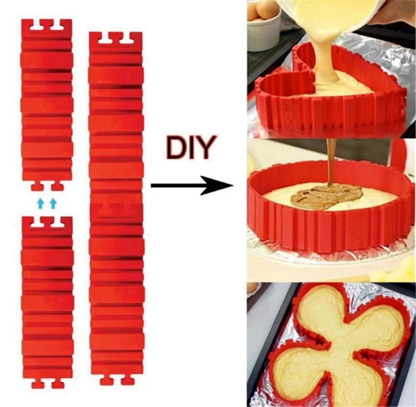 4 шт./компл. силиконовая форма для выпечки Magic форма для торта змея DIY прямоугольные сердце Форма круглая форма для выпечки инструменты для выпечки, Nonst