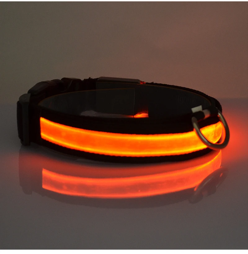 Nylon LED Pet Dog Collar Luminous Night Safety LED Dog Collar Light For Cat Flashing Glow In The Dark Pet LED Collars Electronic