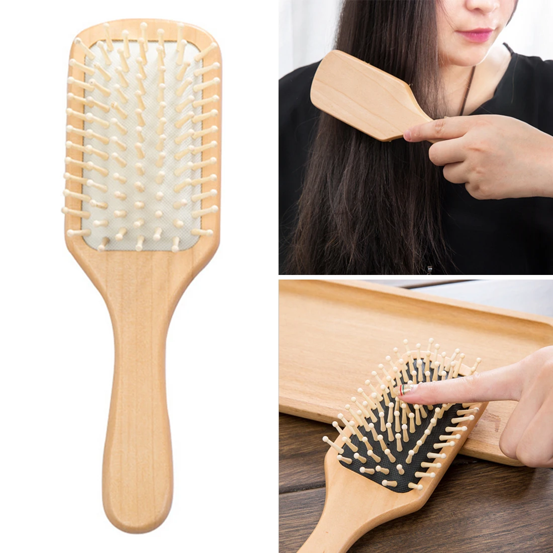 1 шт. Bamboo волосы вентиляционные кисти высокое качество массаж деревянный гребень уход за волосами и Красота спа-массажер