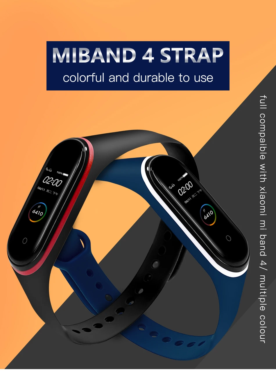 BOORUI двойной цветной mi band 4 ремешок Смарт аксессуары водонепроницаемый mi band 4 Силиконовый Браслет замена для mi Band4 NFC