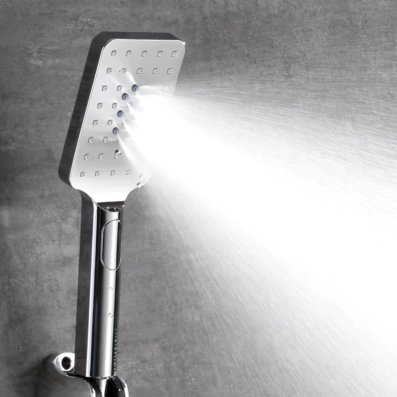Shower Heads Electroplating Square Brass Bathroom Hand Held Shower Sprayer Head Third Gear Spray