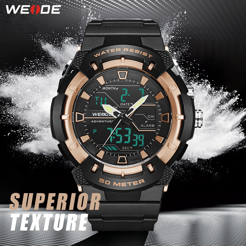 

WEIDE Military Men Sports clock Quartz Clock Man Sport Digital Wristwatch Army Hour 50 meters Waterproof Resistant Eloj Hombre