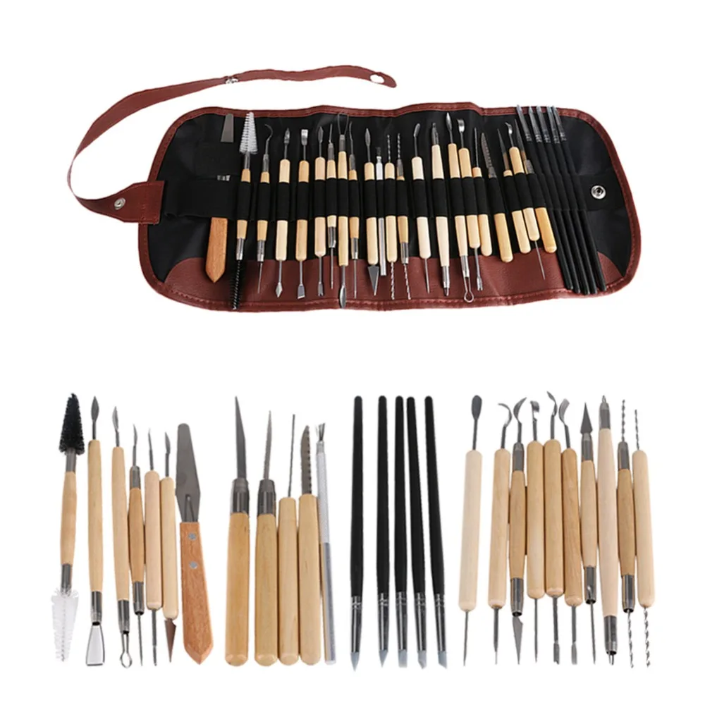 

27Pcs/Set Clay Sculpture Tools Ceramics Wooden Handle Modeling Pottery Carving Clay Tool Kit Set DIY Arts Crafts Handwork Home