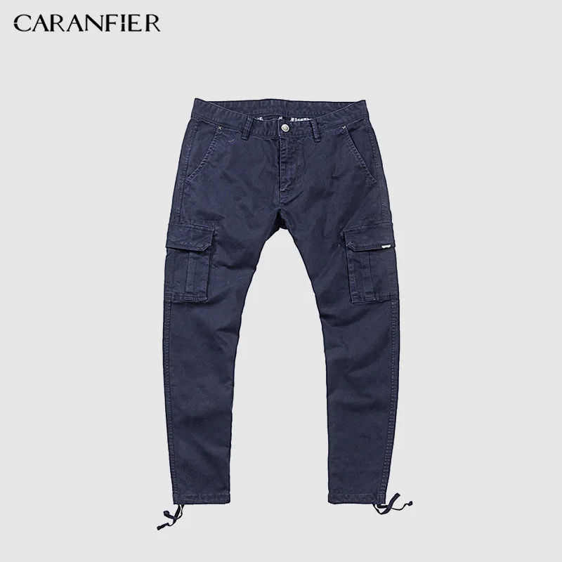 CARANFIER осенние мужские хлопковые брюки карго с несколькими карманами, брендовая одежда, уличная одежда, мужские повседневные штаны высокого качества, штаны для улицы - Цвет: Navy
