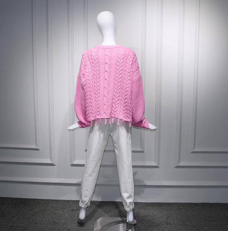 Star Baiyu The Same Pink Couple Sweater Loose Trend Knitwear New 2019 Computer Knitted O-Neck Women Sweaters and Pullovers