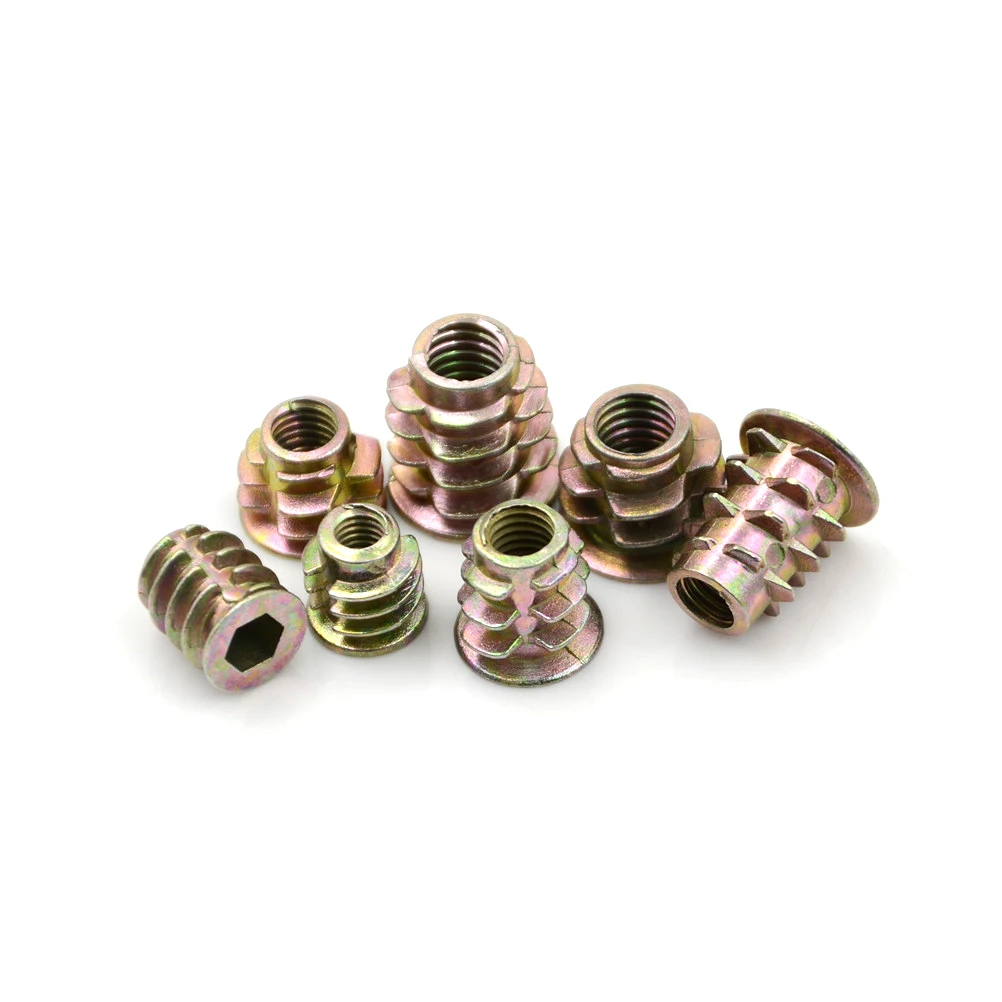 Tornillos M4*8 tuerca de cabeza hexagonal de muebles de aleaci/ón de zinc M4 de 50 piezas roscada para inserto de madera