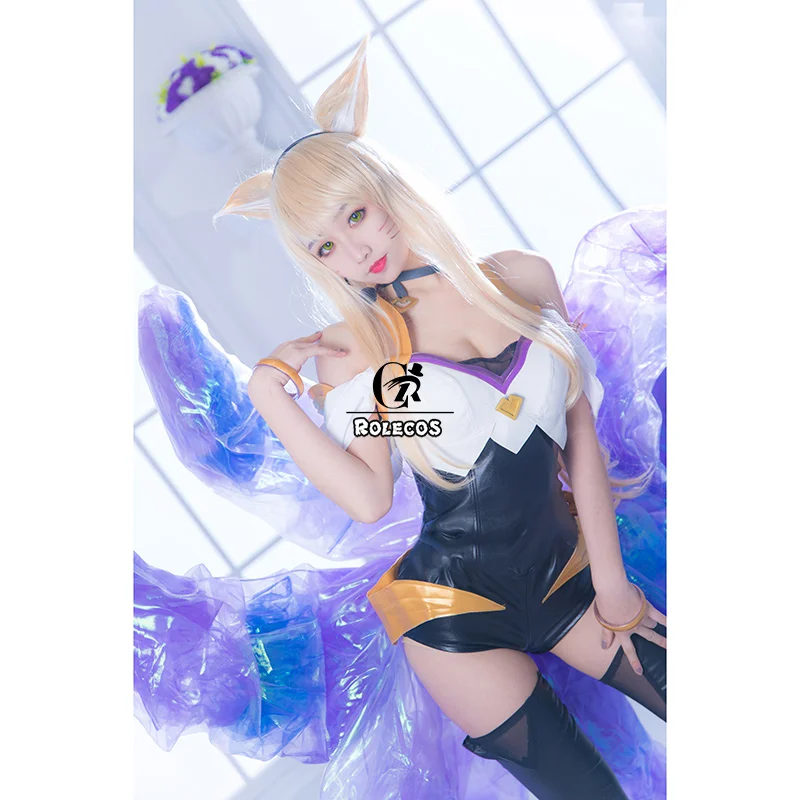 ROLECOS игры Лига Легенд K/DA Ahri Косплей Костюм кДа косплей костюм кожаная форма