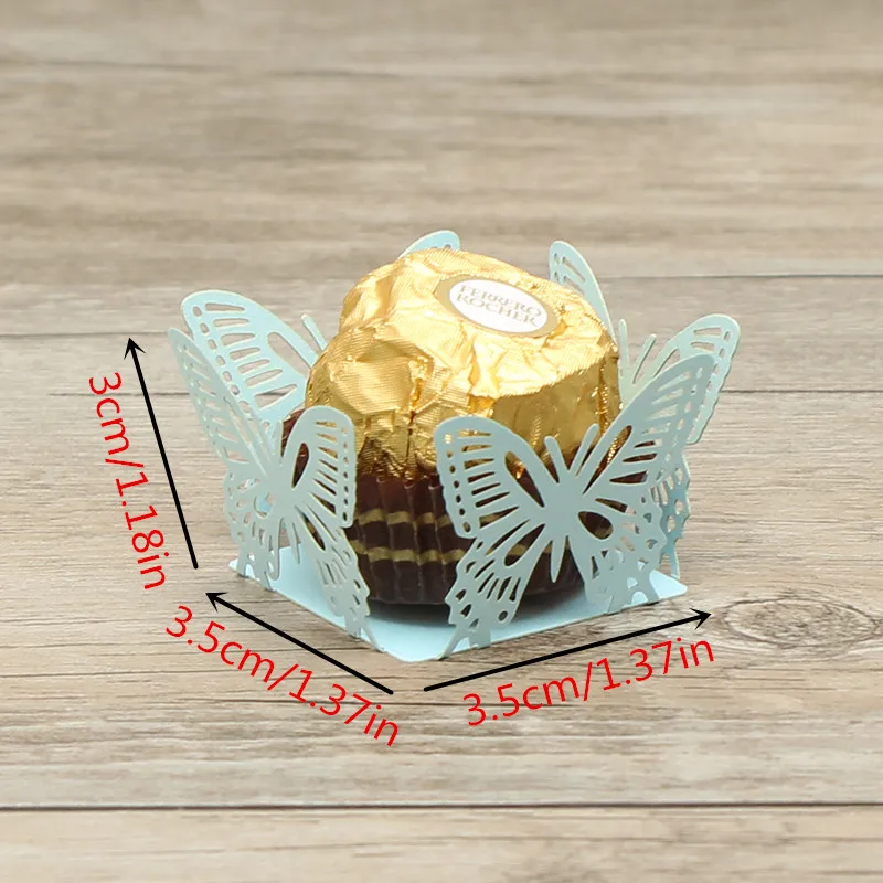 50 шт. бабочка Лазерная резка конфеты бар свадебные сувениры и подарки жемчужная бумага Подставка под шоколад Baby Shower украшения вечерние сувениры