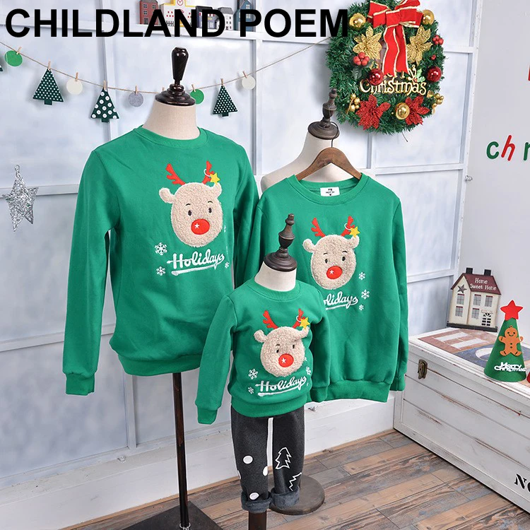 

winter family christmas clothes deer Fleece warm family matching clothes mother and daughter son clothes family look outfits