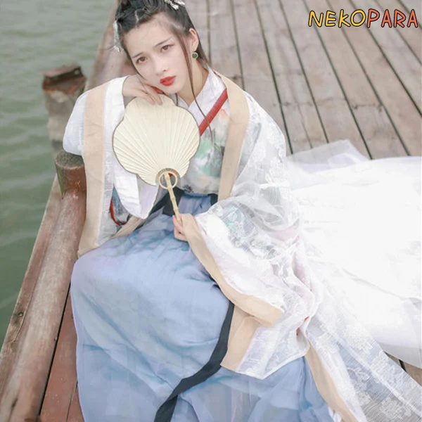 

Shang Guan-Elegant Woman's Hanfu Chinese Tradition Style Vintage Gorgerous Chiffon Dress 4Pcs Set Fairy Kei