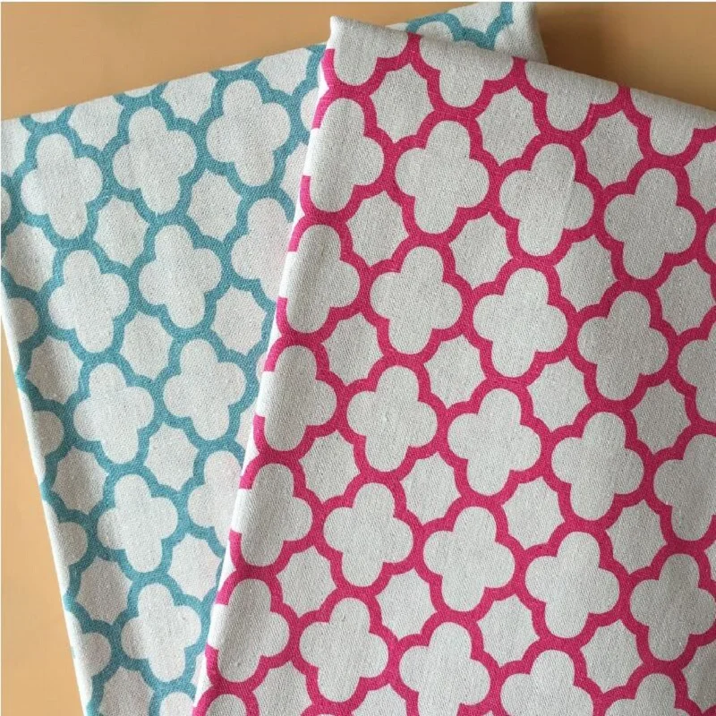 

Geometric Patterns Printed Cotton Linen Fbric Patchwork Sewing Canvas Material Knitted Bad Sheet Fabric For Handmade Quilting