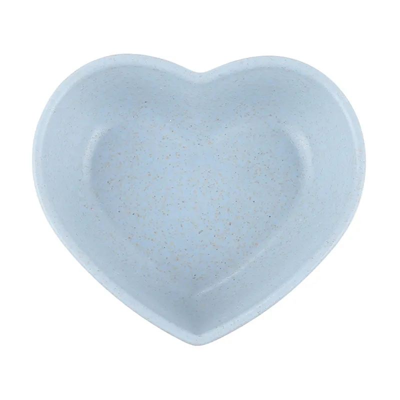 1 шт. пшеничная многоцелевая чаша для приправ в форме листа в форме сердца миска для приправ маленькие тарелки для закусок блюдо соус легко моющиеся кухонные инструменты - Цвет: blue  heart