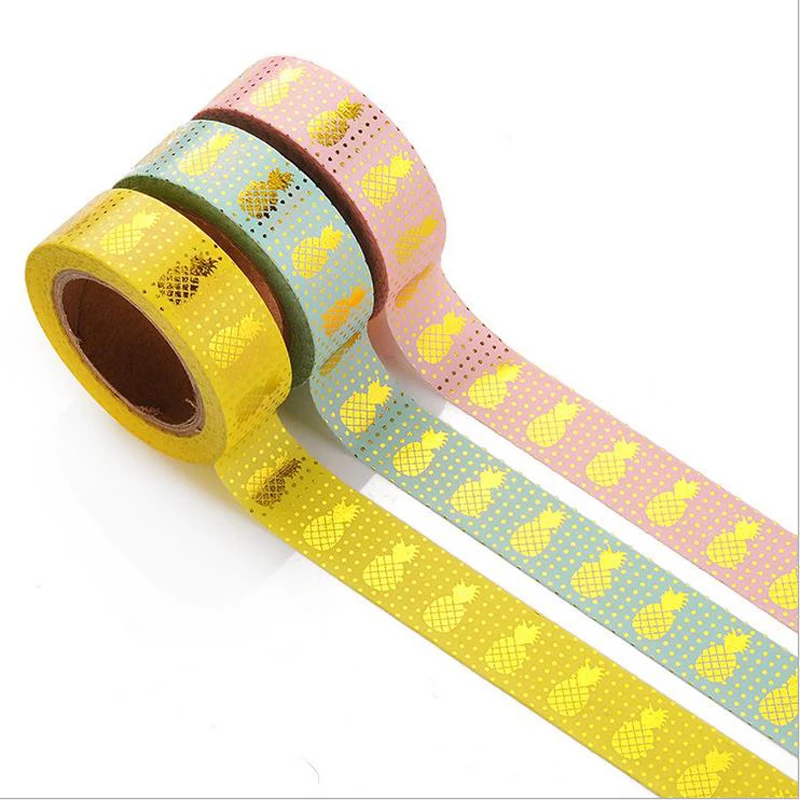 

Gold Stamping Pineapple foil Kawaii Washi Tape Scrapbooking Masking tape Stickers scrapbooking Washitape Washy tape sumikko2465