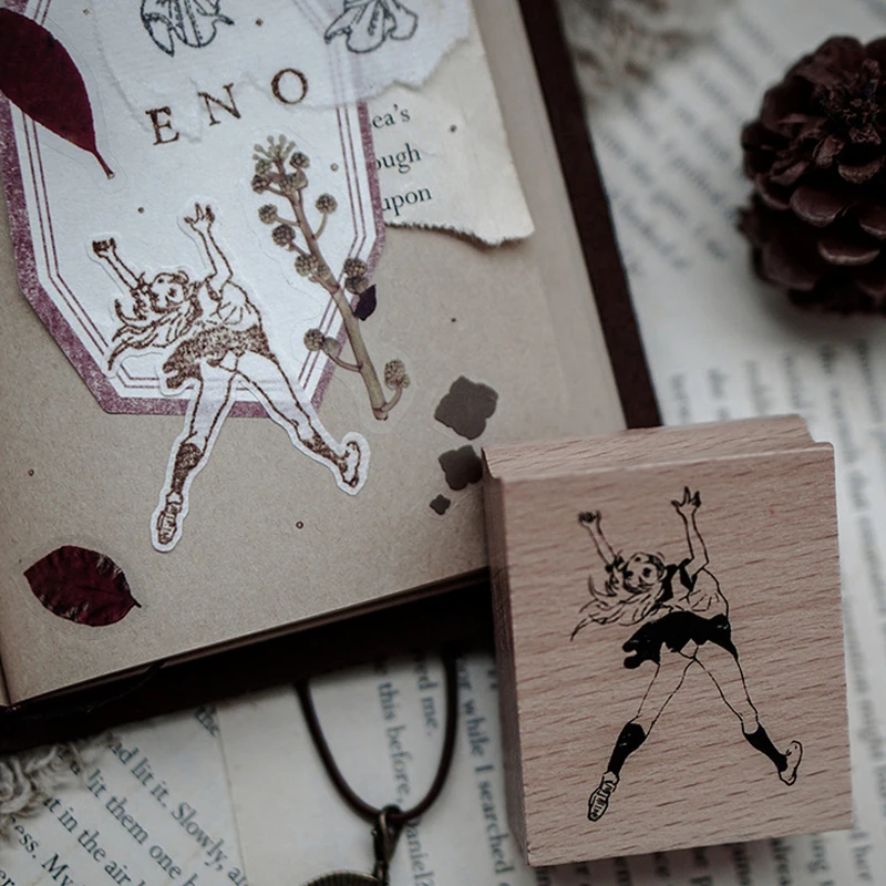 1 шт. японская серия для девочек деревянная печать деревянная резиновая печать Дети diy альбом для скрапбукинга Украшение штамп искусство, ремесла подарки