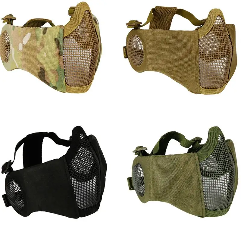  Tactical Airsoft and Paintball CS Foldable Half Face Low-carbon Steel Mesh Military Style Comfortab