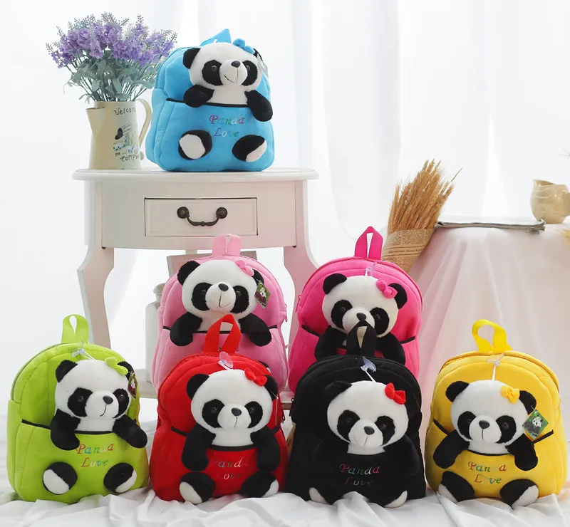 Plush Panda Doll Backpack 2-in-1 Toddler Kindergarden Schoolbag Kids Overnight Bag Kawaii Panda Toy 7 Colors 20