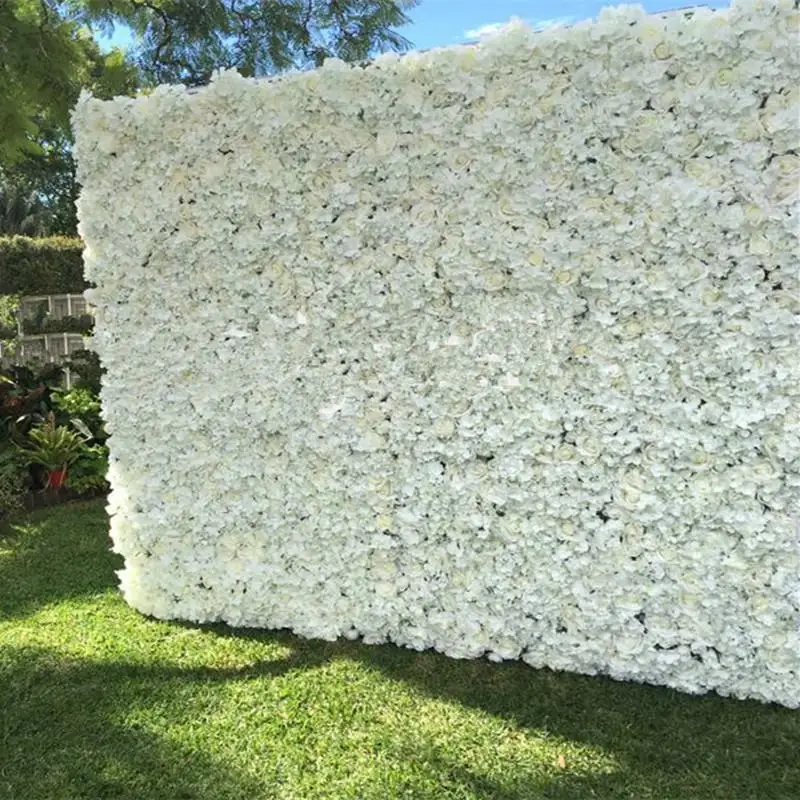 

2.4MX2.4M Romantic Artificial Rose Hydrangea Flower Wall with Stand Black Iron Folded Pipe Flower Frame For Wedding Party Decor