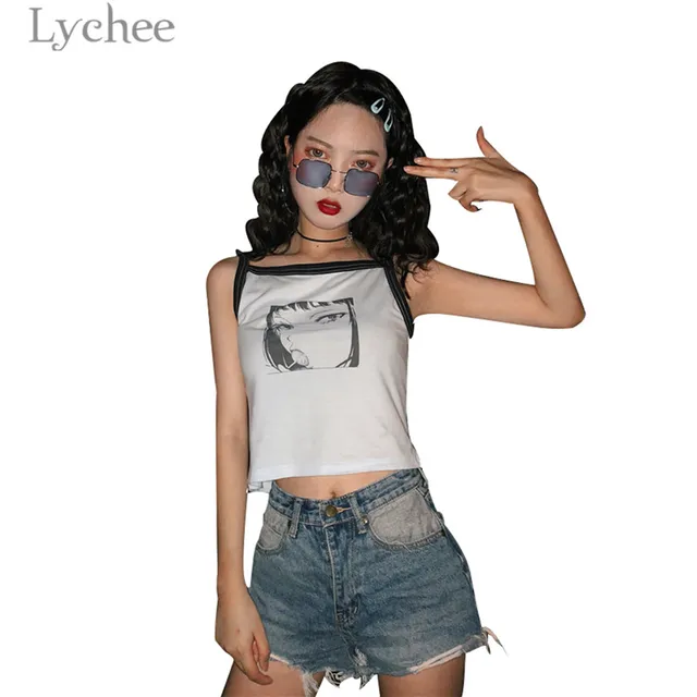 Colorful Stars Blood Long Hair Tank Tops To Love Ru Pink Hair