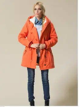 

2018 Fashion parka new ladies cashmere Drawstring waist loose cotton coat large size thick cotton clothes 812018