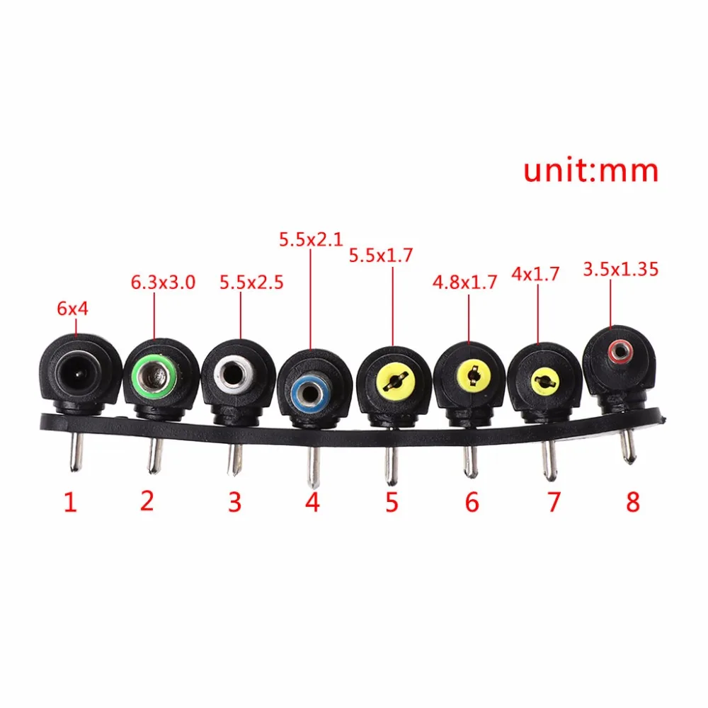 8 шт./компл. Универсальный DC Мощность Зарядное устройство адаптер питания Разъем для портативных ПК DC Вилки для адаптер переменного тока