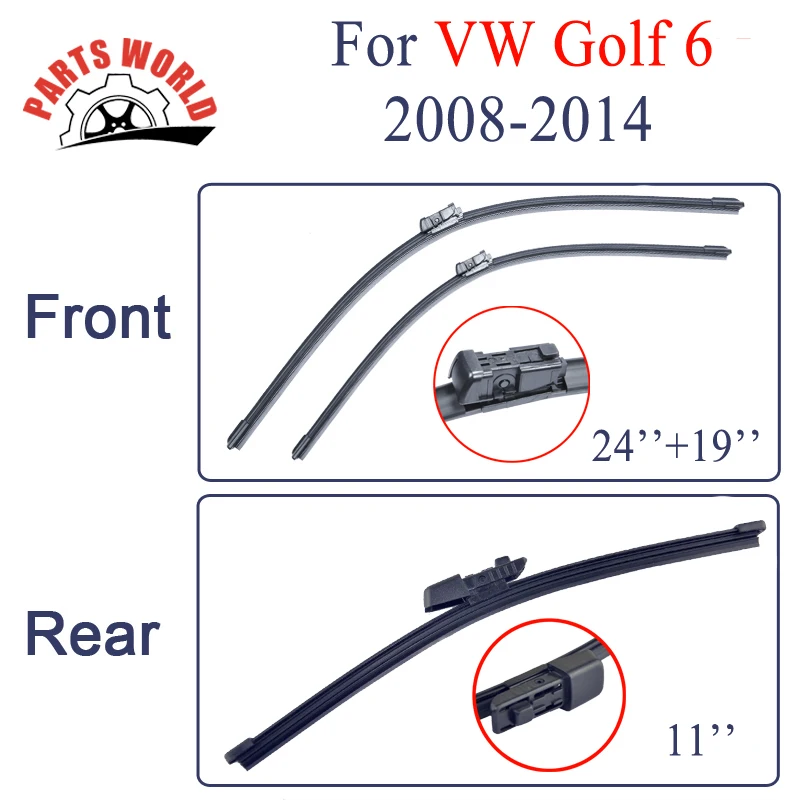 Buy Partsworld Front And Rear Wiper Blades For VW Golf