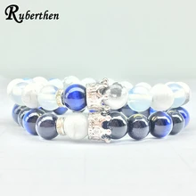 

Ruberthen 2018 Hot Sale Crown Bracelet Energy Opal with Blue Sand Bead Bracelet Best Wedding Bracelet Balance Hearling Jewelry