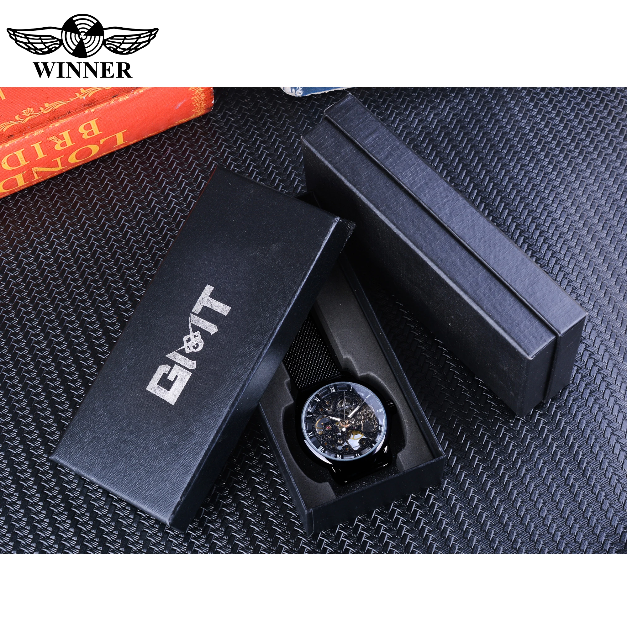 Winner Stainless Steel Mesh Band Transparent Classic Thin Case Hollow Skeleton Mens Male Mechanical Wrist Watch Top Brand Luxury - Image 6