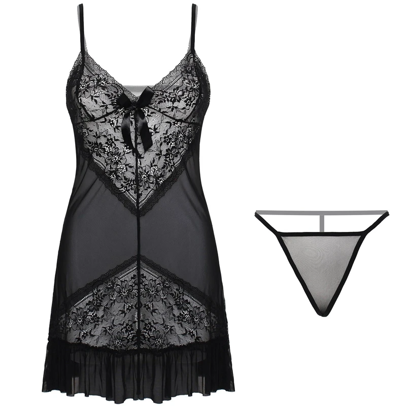 

Sling Nightdress Transparent Mesh Lace Women'S Clothing Temptation Suit