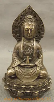

Chinese Bronze Copper Buddhism Joss Pot GuanYin Kwan-yin Buddha Goddess Statue