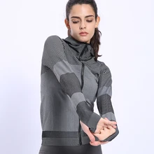 Sweatshirts Jacket Long-Sleeve Running Fitness BINAND Gym Women Hooded Profession Elastic