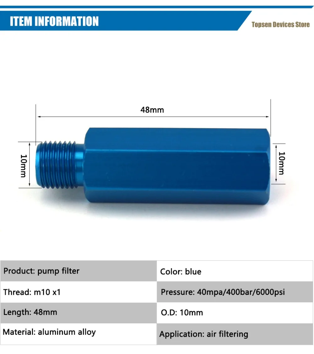 Высокая Давление насос фильтр PCP Пейнтбол ВВС M10x1 40MPA фильтрации воздуха 50 см шланг M10x1 небольшая трубка Вода-масло сепаратор синий