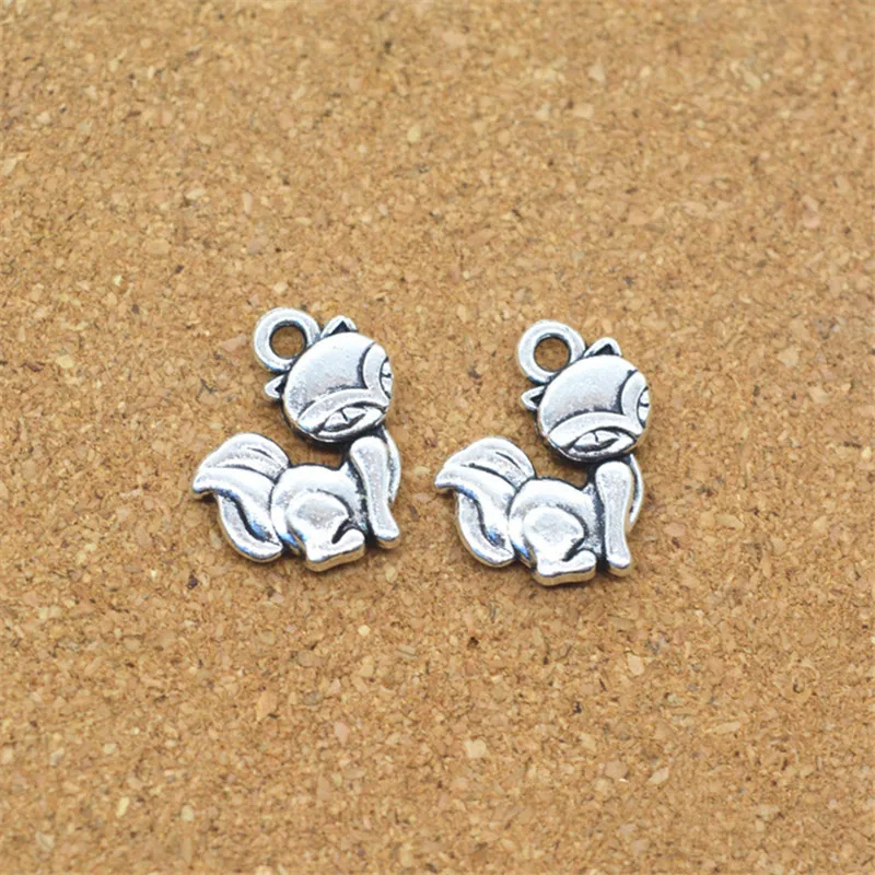 

RONGQING 50Pcs/lot Cute Cartoon Fox Charms 15*13*3MM 2-Sided Animal Pendant DIY Jewelry Crafts