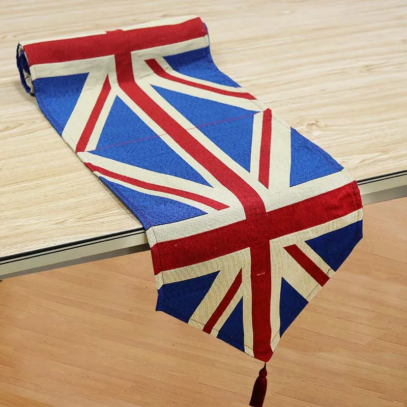 table runner Настольная дорожка яркий натуральный хлопок полиэстер ткань западный стиль Декор Гостиная Украшение стола Флаг Великобритании Праздничная скатерть - Цвет: table runner
