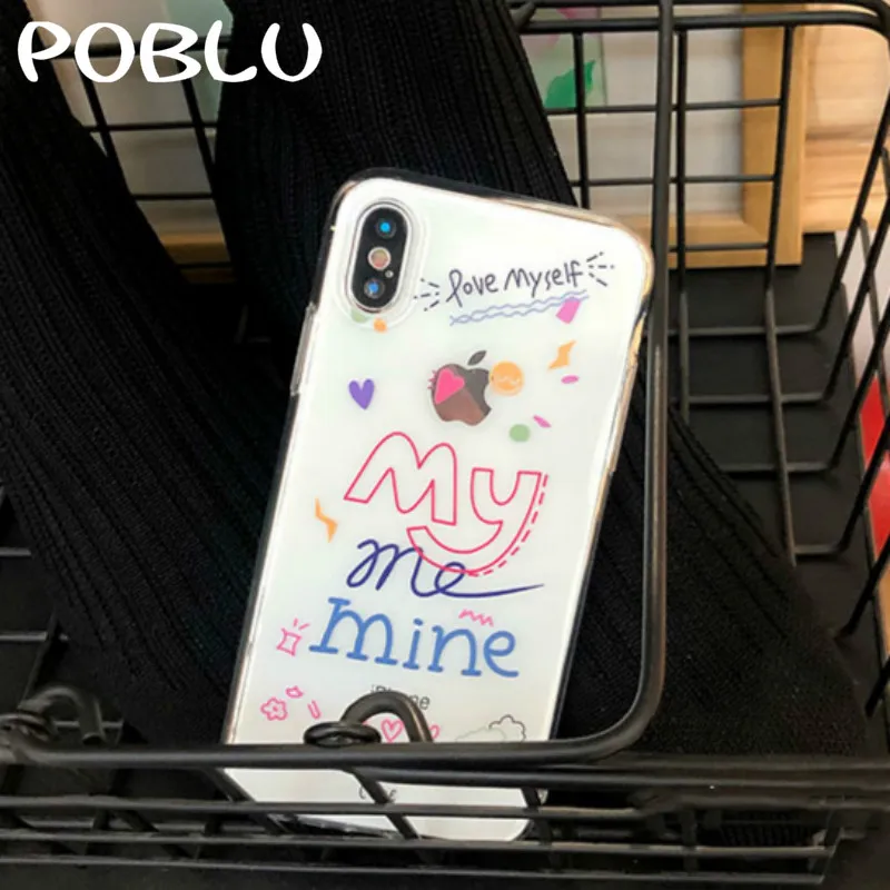 POBLU модные чехлы с буквенным принтом для iphone XR XS Max милый розовый чехол сердечком