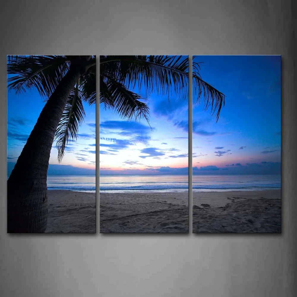

Framed Wall Art Pictures Beach Palm Canvas Print Seascape Poster With Wooden Frame For Home Living Room And Office Decor