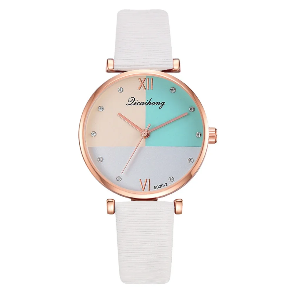 Licaihong Роскошные модные женские часы простые три цвета плоский Циферблат PU ремень кварцевые женские часы подарок наручные часы Reloj