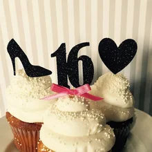 Изготовленный на заказ номер блеск губы сердца 16 с изображением пирожного на день рожденья топперы для девичника Свадебные украшения для торта для вечеринки выбор еды
