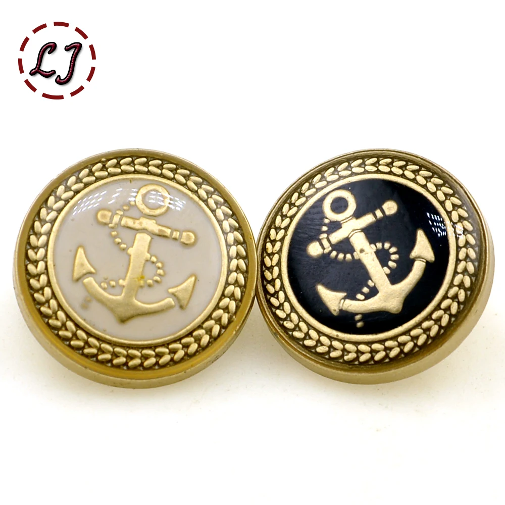 

new fashion sewing metal button 10pcs/lot paint oil anchor decorative buttons British style for overcoat garment accessories DIY