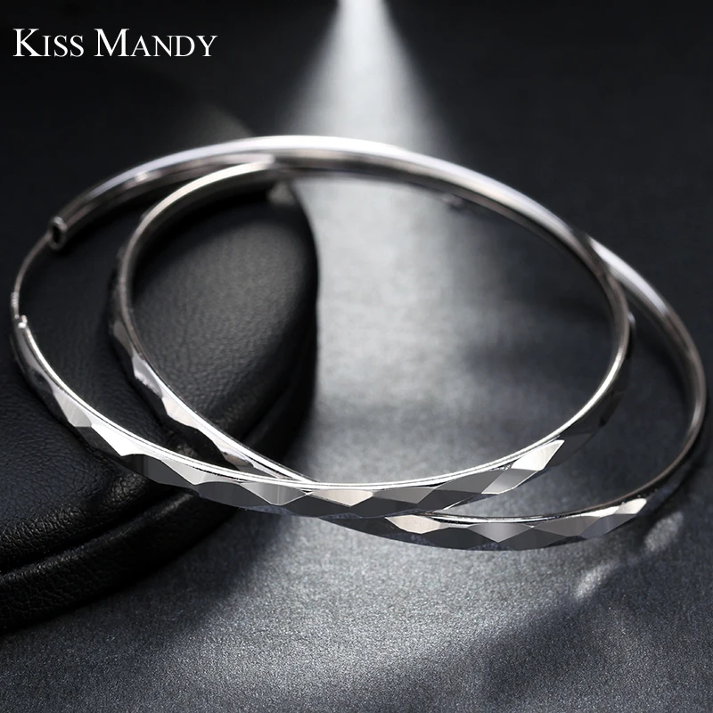 Женские серьги кольца KISS MANDY большие круглые с полированным покрытием ювелирные