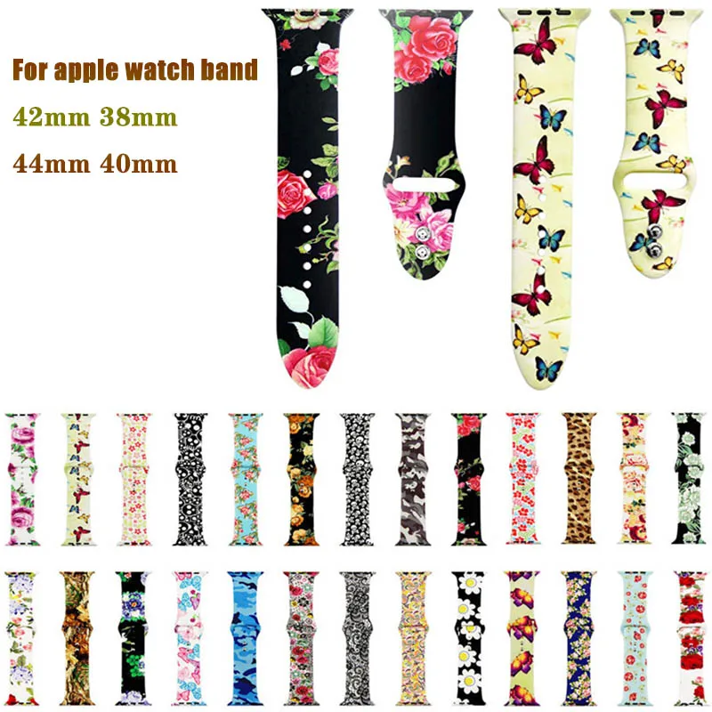 

Floral print Bracelet Strap for apple watch band 4 44/40mm compatible with iwatch series 3/2/1 42/38mm Smart watch Accessory