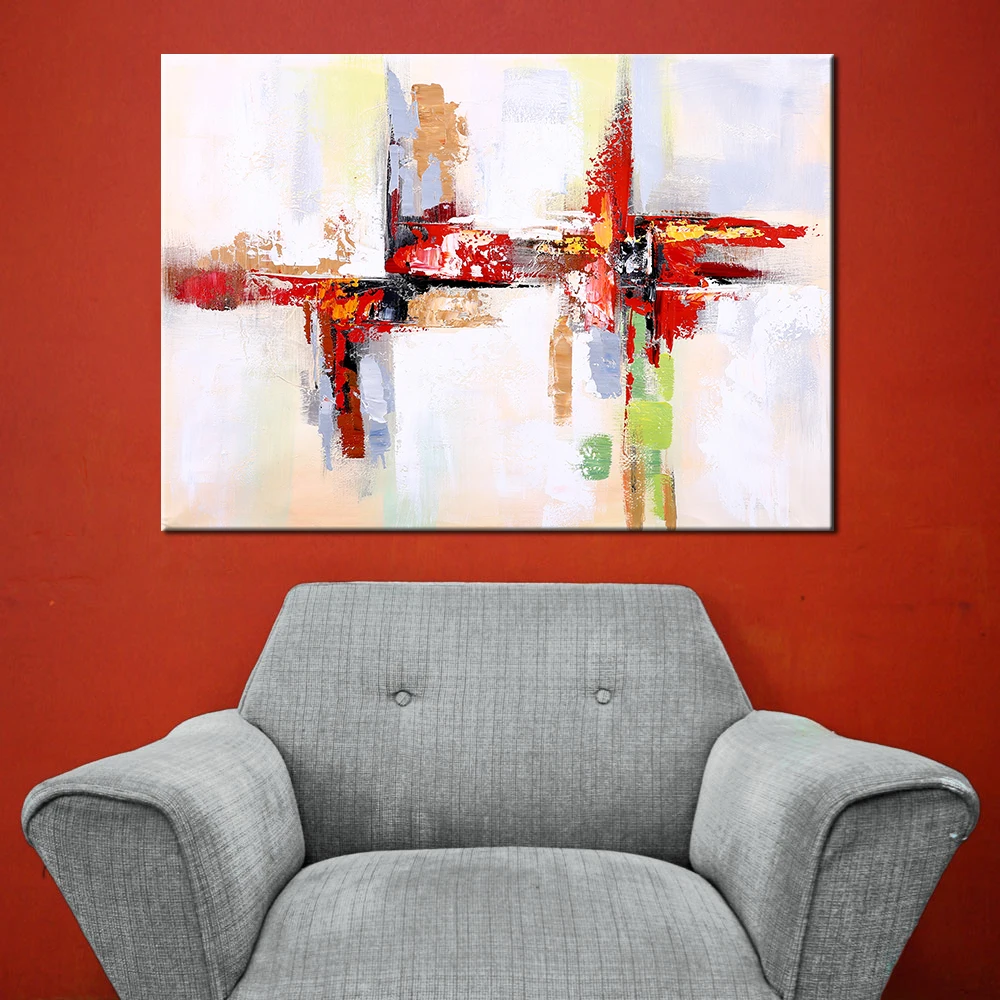 Wall Art Hand Painted Modern Abstract Red Oil Painting Wall Decorative Canvas Art Picture for