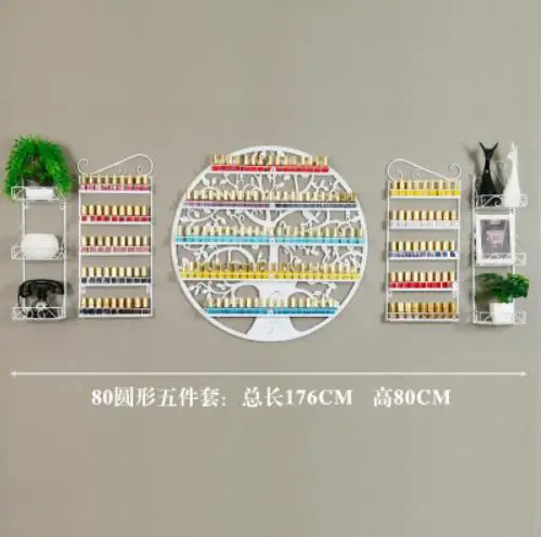 Дизайн ногтей круговой Лаки дисплей стойки Европейский шкафчик для косметики настенная полка настенный - Цвет: 1