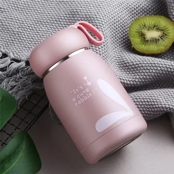 

320ml Kids Baby Feeding Bottle Cute Rabbit Style Thermos Cup Stainless Steel Keep Water Hot Suitable For Kids Child School