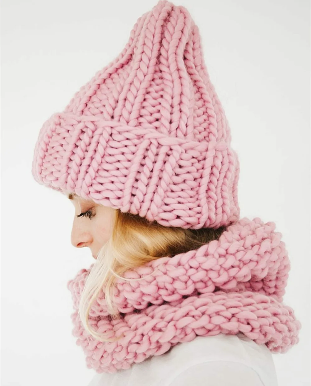 Новая европейская женская вязаная шапка, зимняя теплая однотонная шерстяная шапка, теплая Модная вязаная шапка для девочек