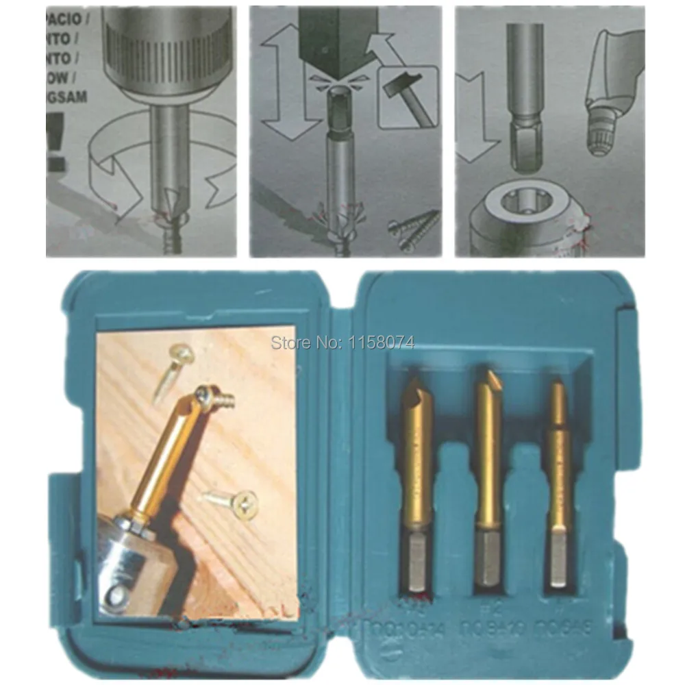 1 2 3 TITANIUM COATED BROKEN STUD SCREW BOLT STUD REMOVER EXTRACTOR