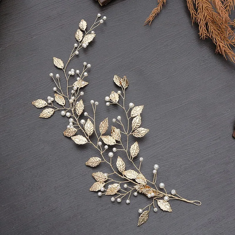 

Gold Leaf Headband Bohemian Leaf Hair Accessory Greek Style Bridal Hairpiece Wedding Headdress