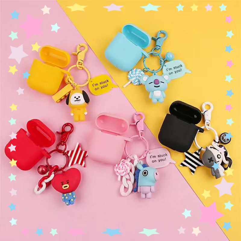 

For Apple AirPods Case Cover Cute Silicone Bluetooth Earphone Case For Airpods Charging Box Protective Cover Cartoon Key Ring